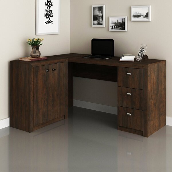 Escrivaninha Mesa Escritório Em L Com E Armários Me4100 3 Gav