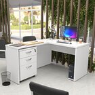 Escrivaninha Mesa Escritório Em L Com Gaveteiro Com Chave 120