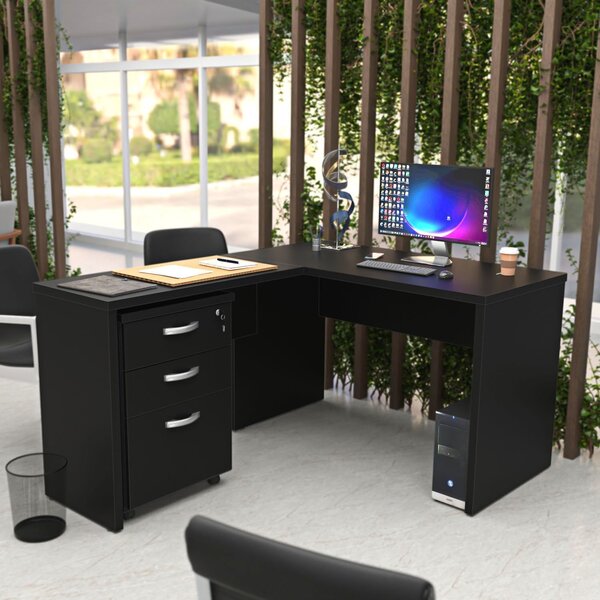 Escrivaninha Mesa Escritório Em L Com Gaveteiro Com Chave 120