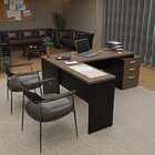 Escrivaninha Mesa Escritório Em L Diretor 3 Gavetas Nogal/pre