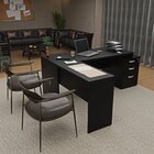 Escrivaninha Mesa Escritório Em L Diretor 3 Gavetas Preto