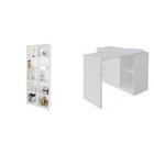 Escrivaninha Mesa Escritório Em L E Estante Branco 4 Gavetas