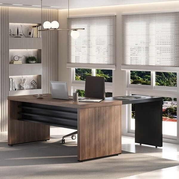 Escrivaninha Mesa Escritório Em L Em Tamburato 135,6cm Charut