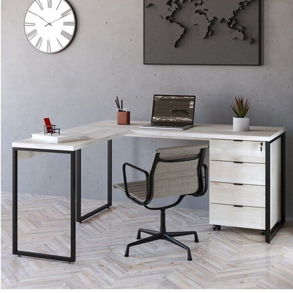 Escrivaninha Mesa Escritório Em L Estilo Industrial 150x150cm