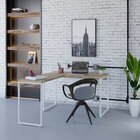 Escrivaninha Mesa Escritório Em L Estilo Kuadra 120cm Industr