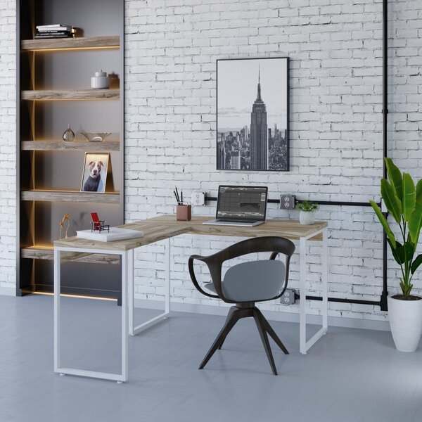 Escrivaninha Mesa Escritório Em L Estilo Kuadra 120cm Industr