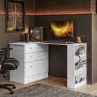 Escrivaninha Mesa Escritório Em L Retrátil Com Cômoda Módulos