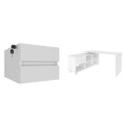 Escrivaninha Mesa Escritório Em L Retrô Gold Com 145cm Branco