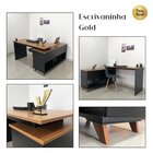 Escrivaninha Mesa Escritório Em L Retrô Gold Com 4 Gavetas Fr