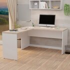 Escrivaninha Mesa Escritório Em L Tampo 160cm Carvalho E Bran