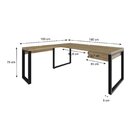 Escrivaninha Mesa Escritório Em L Yon Presidente Com 190x70x7