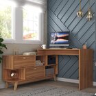 Escrivaninha Mesa Escritório Escrivaninha Em L Retrô 136cm Pé