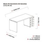 Escrivaninha Mesa Escritório Estação De Trabalho 4 Gavetas Co