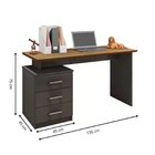 Escrivaninha Mesa Escritório Flay 3 Gavetas 136cm Grafite Per