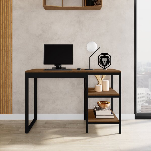 Escrivaninha Mesa Escritório Industrial 2 Prateleiras 130cm S