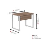 Escrivaninha Mesa Escritório Industrial 90cm Pe25 Walnut/cinza
