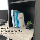 Escrivaninha Mesa Escritório Industrial Com Estante 4 Nichos