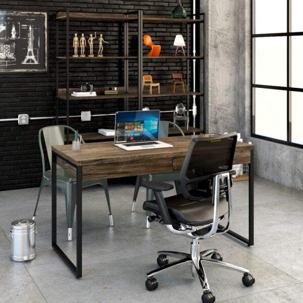 Escrivaninha Mesa Escritório Kuadra 2 Gavetas 135cm Industria