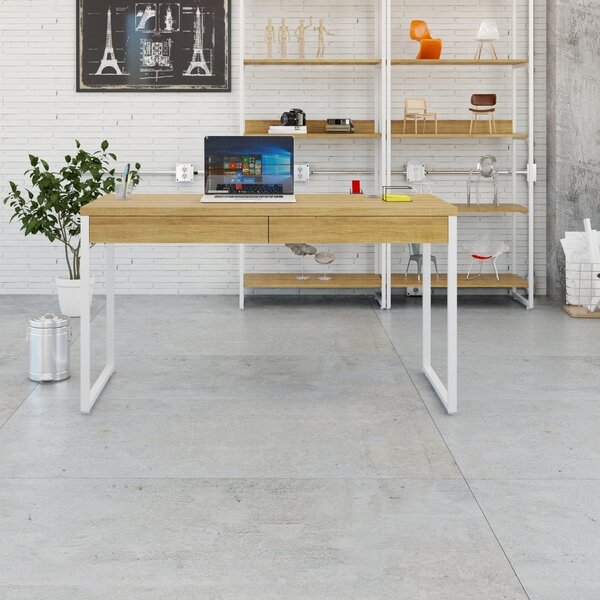 Escrivaninha Mesa Escritório Kuadra 2 Gavetas 135cm Industria