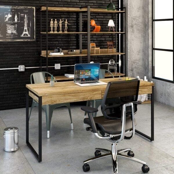 Escrivaninha Mesa Escritório Kuadra 2 Gavetas 150cm Industria