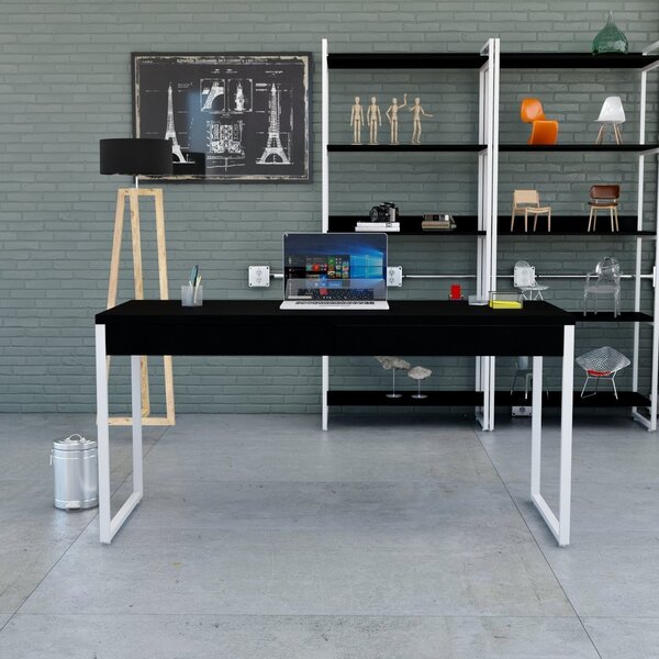 Escrivaninha Mesa Escritório Kuadra 2 Gavetas 150cm Industria