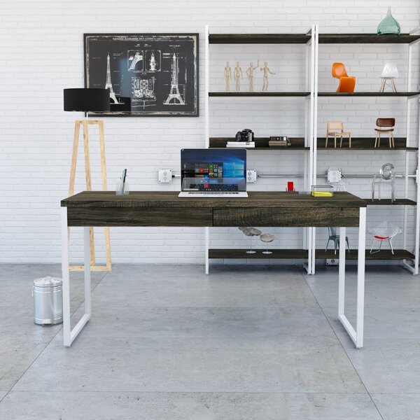 Escrivaninha Mesa Escritório Kuadra 2 Gavetas 150cm Industria