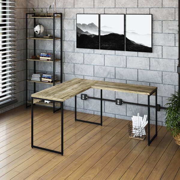 Escrivaninha Mesa Escritório L Estilo Industrial 135x140cm Dy