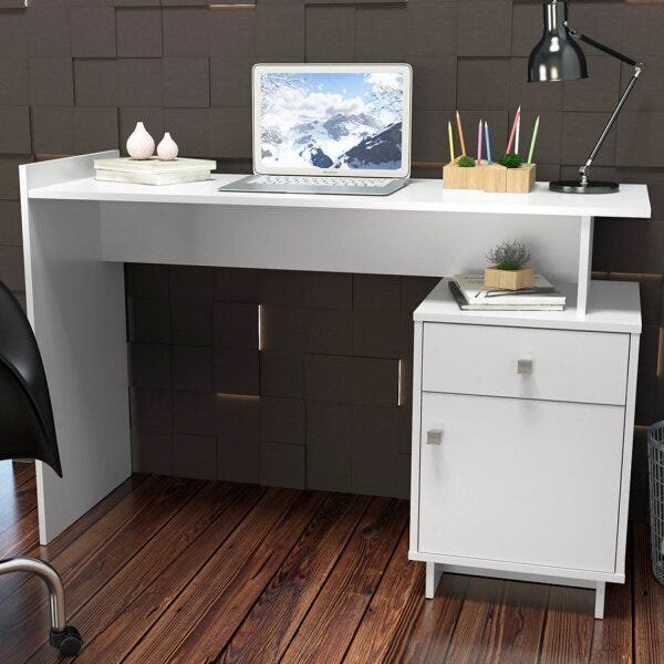 Escrivaninha Mesa Escritório Lisboa 1 Gaveta 1 Porta 122cm Br
