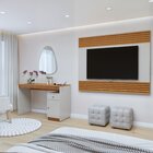 Escrivaninha Mesa Escritório Madrid Com Painel Para Tv Até 58