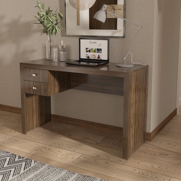 Escrivaninha Mesa Escritório Me4123 2 Gavetas 117cm Nogal Nog