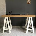 Escrivaninha Mesa Escritório Moderna Com Pés Cavalete Em Tamb