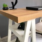 Escrivaninha Mesa Escritório Moderna Com Pés Cavalete Em Tamb