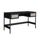 Escrivaninha Mesa Escritório Palhinha Pé Madeira Oslo 2 Gavet