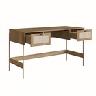 Escrivaninha Mesa Escritório Palhinha Pé Metal Oslo 2 Gavetas