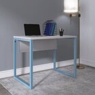Escrivaninha Mesa Escritório Pe25 90cm Cinza E Azul Dali Cinz