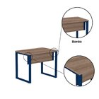 Escrivaninha Mesa Escritório Pe25 90cm Walnut E Azul Delrei W
