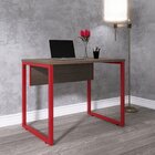Escrivaninha Mesa Escritório Pe25 90cm Walnut E Vermelho Waln
