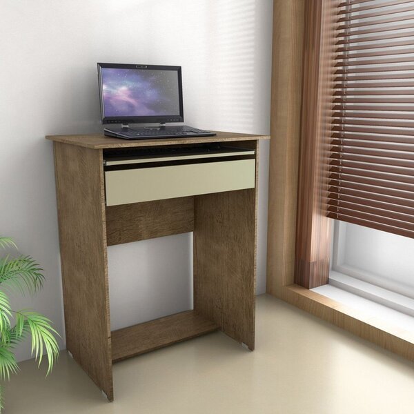 Escrivaninha Mesa Escritório Pequena Com Gaveta E Suporte De