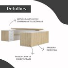 Escrivaninha Mesa Escritório Presidente Tamburato Com E 4 Gav