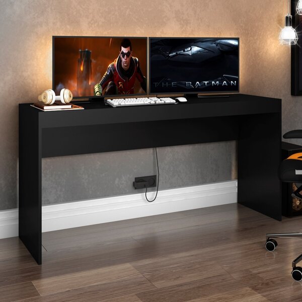 Escrivaninha Mesa Escritório Reta Me401 150cm Preto Preto