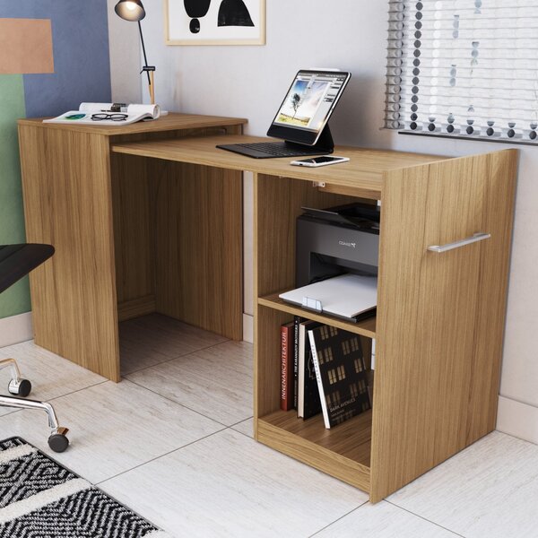 Escrivaninha Mesa Escritório Retrátil 145cm Smart Naturalle