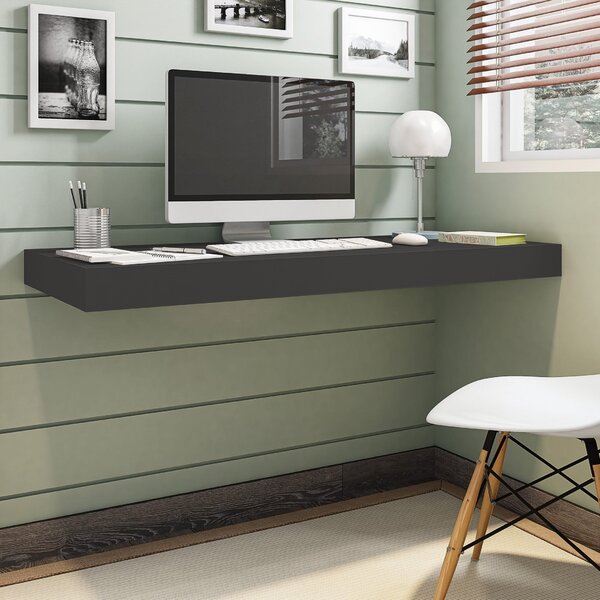 Escrivaninha Mesa Escritório Suspensa Em 120cm Preto Preto