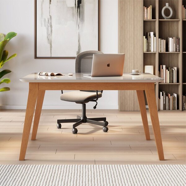 Escrivaninha Mesa Escritório Tampo Com 80cm Vidro Elegance Ci