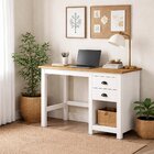 Escrivaninha Mesa Escritório Topázio Pés Em 2 Gavetas 110cm M