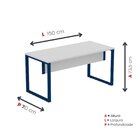 Escrivaninha Mesa Escritório X 150cm Industrial Cinza E Azul