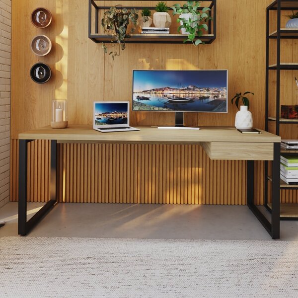 Escrivaninha Mesa Escritório Yon Presidente Com 1 Gaveta 190x