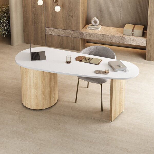 Escrivaninha Mesa Orgânica Curva Com Escritório E Home Office