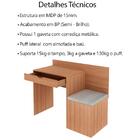 Escrivaninha Mesa Puff 107,3 Cm 1 Gaveta Me4168 Tecno Mobili