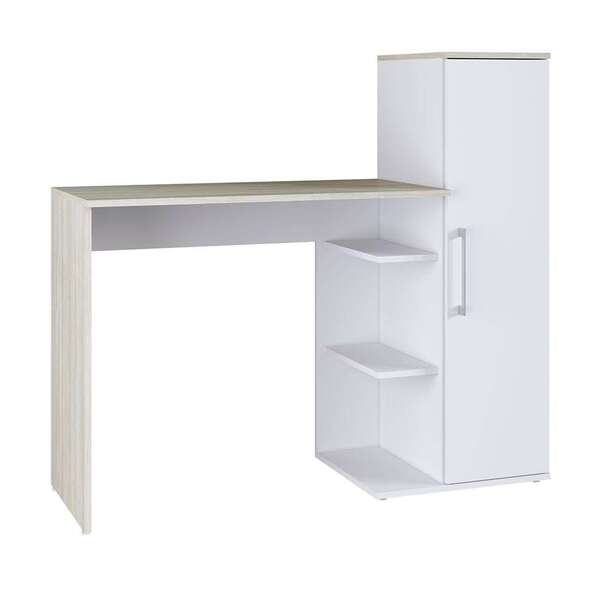 Escrivaninha Modern Office 1 Pt Branca E Nogal