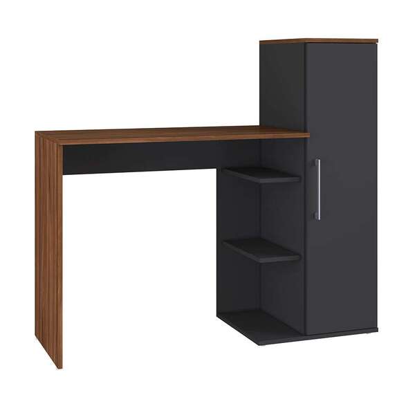 Escrivaninha Modern Office 1 Pt Preta E Nogueira